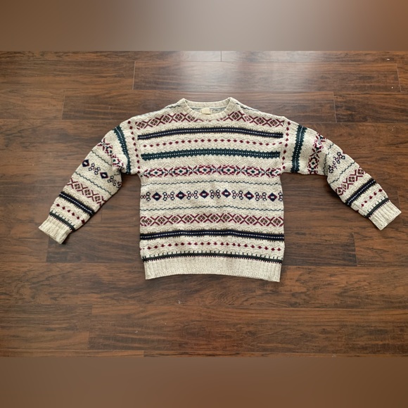 Vintage LL BEAN Mens Size Large Tall Fair Isle Nordic Wool  Made in USA - Picture 1 of 6